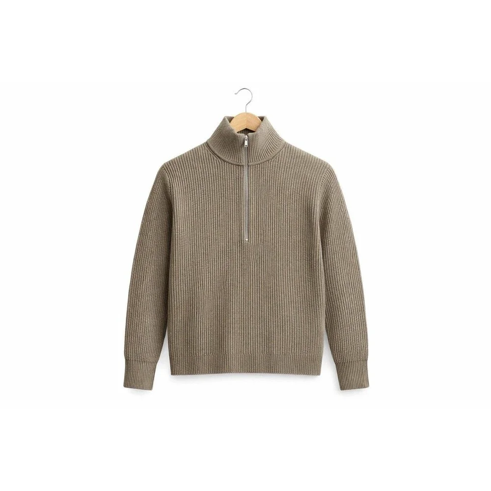 Quince‎ Men’s S Australian Ribbed Merino Wool Half Zip Sweater